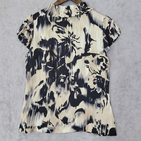 Classiques Entier  100% Silk Womens Short Sleeve Blouse M Abstract Print JCT - Picture 2 of 9